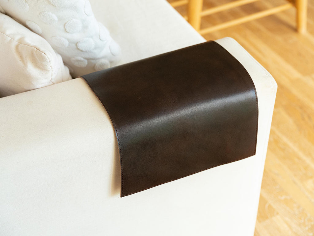 Handmade Leather Sofa Armrest Cover: Full Grain Vegetable Tanned Protector