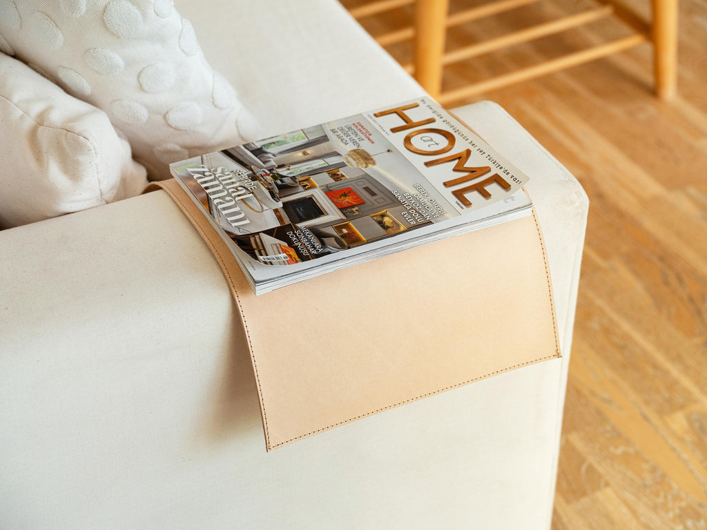 Handmade Leather Sofa Armrest Cover: Full Grain Vegetable Tanned