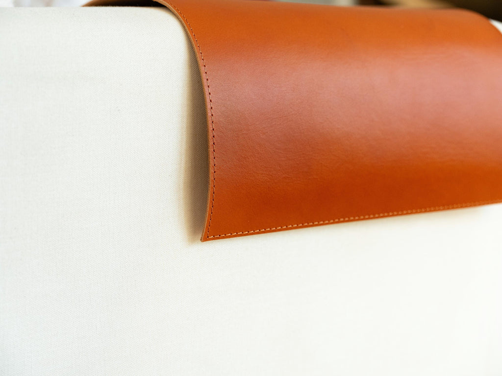 Handmade Leather Sofa Armrest Cover: Full Grain Vegetable Tanned Protector
