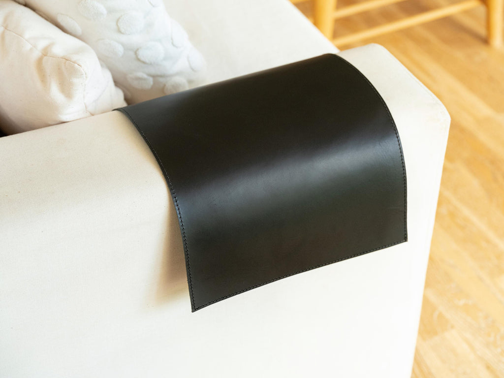 Handmade Leather Sofa Armrest Cover: Full Grain Vegetable Tanned Protector