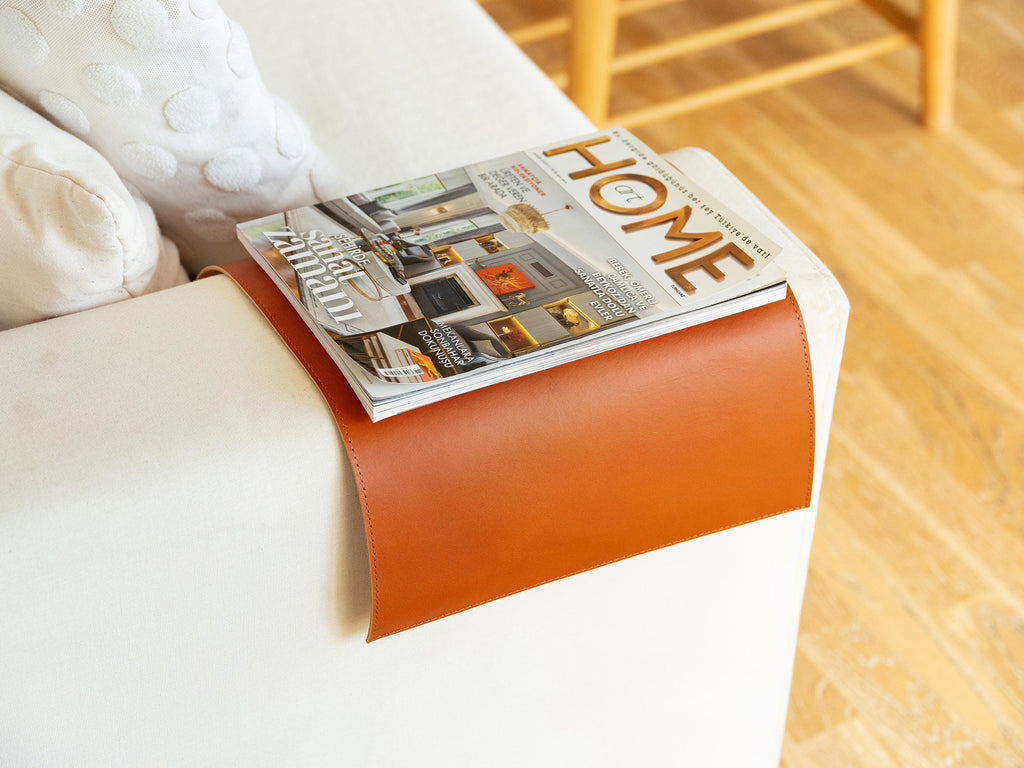 Handmade Leather Sofa Armrest Cover: Full Grain Vegetable Tanned