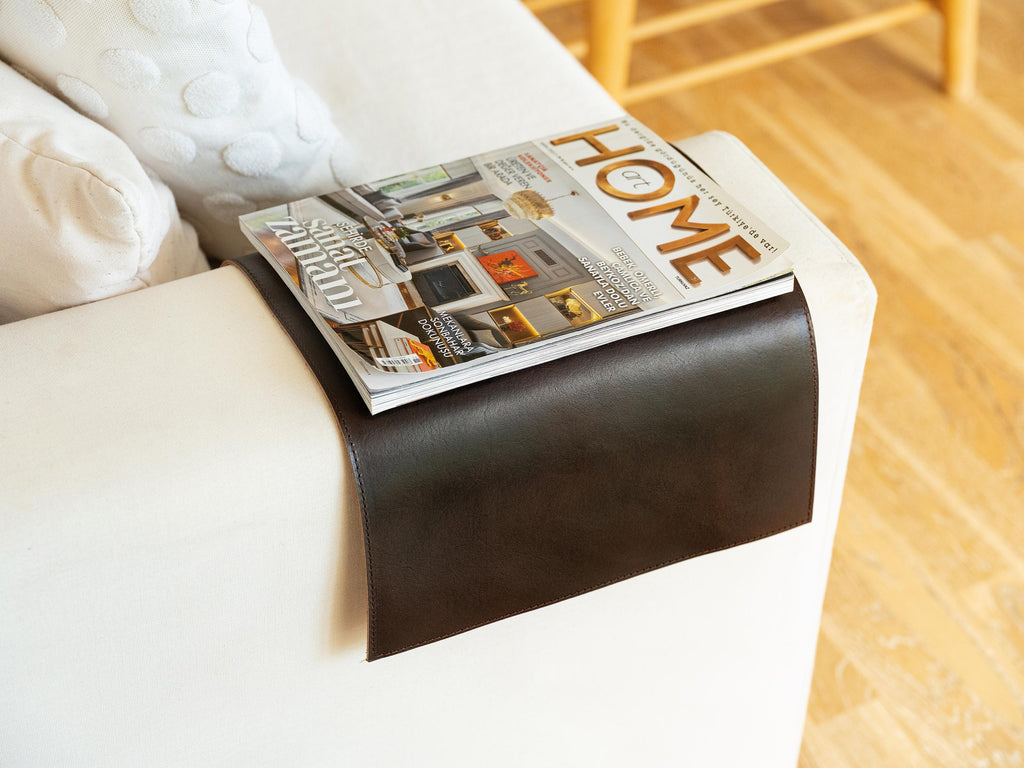 Handmade Leather Sofa Armrest Cover: Full Grain Vegetable Tanned