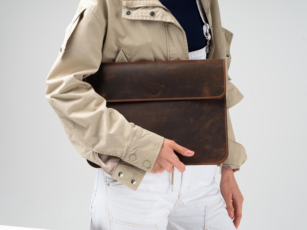 Leather Laptop Luxury Case: Handmade Portfolio Cover For All Laptop Models and Sizes