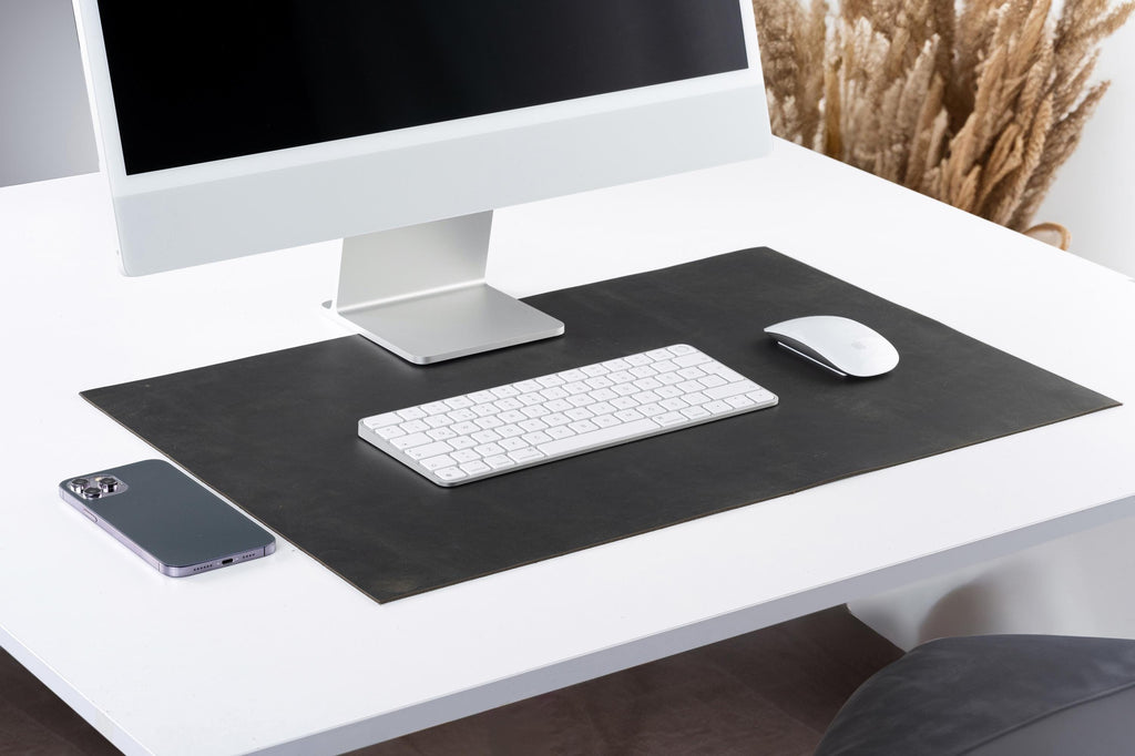 Rustic Leather Desk Pad: Handmade 1.5 mm Distressed Desk Mats