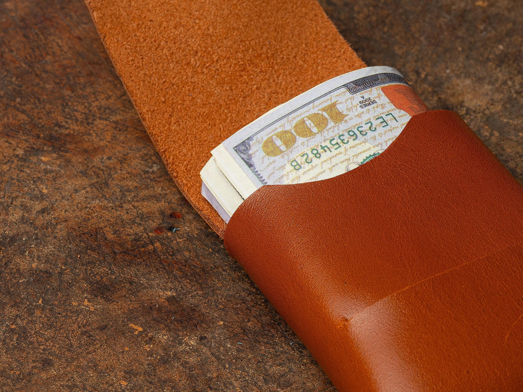 Handmade Tan Leather Mini Wallet: Minimalist Card Holder