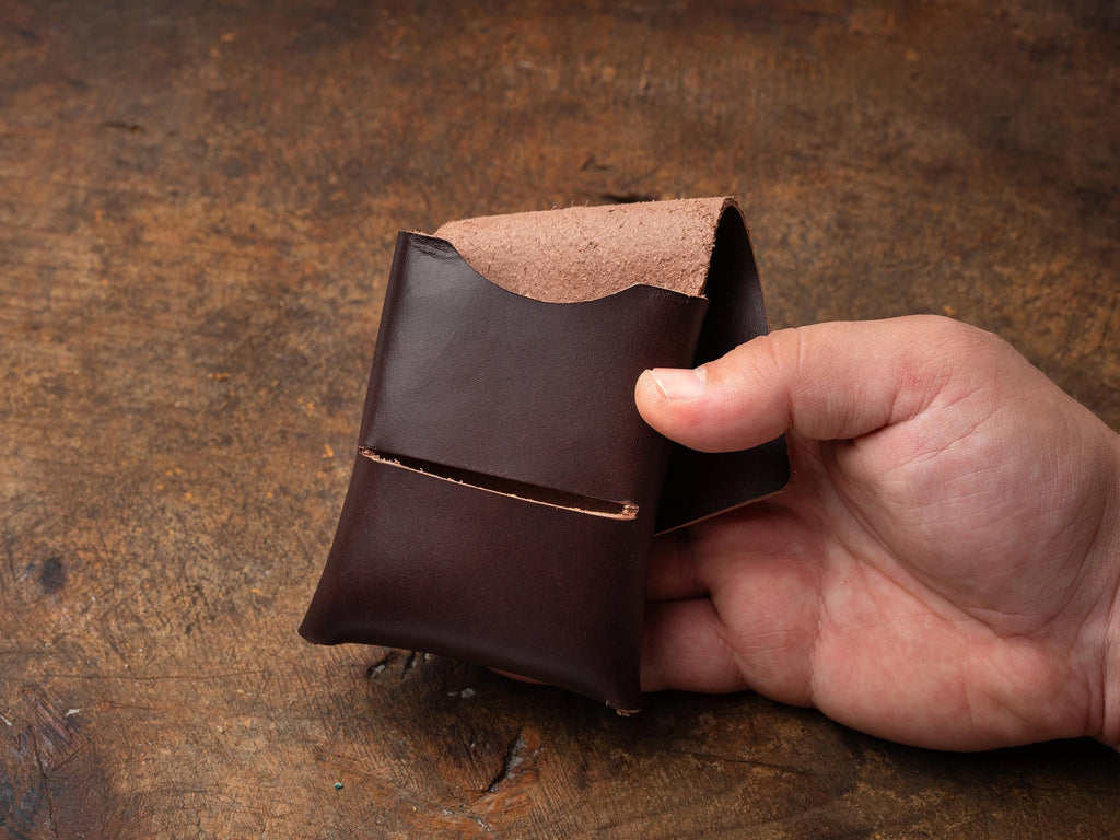Handmade Vegetable-Tanned Leather Card Wallet: Minimalist Brown Pocket