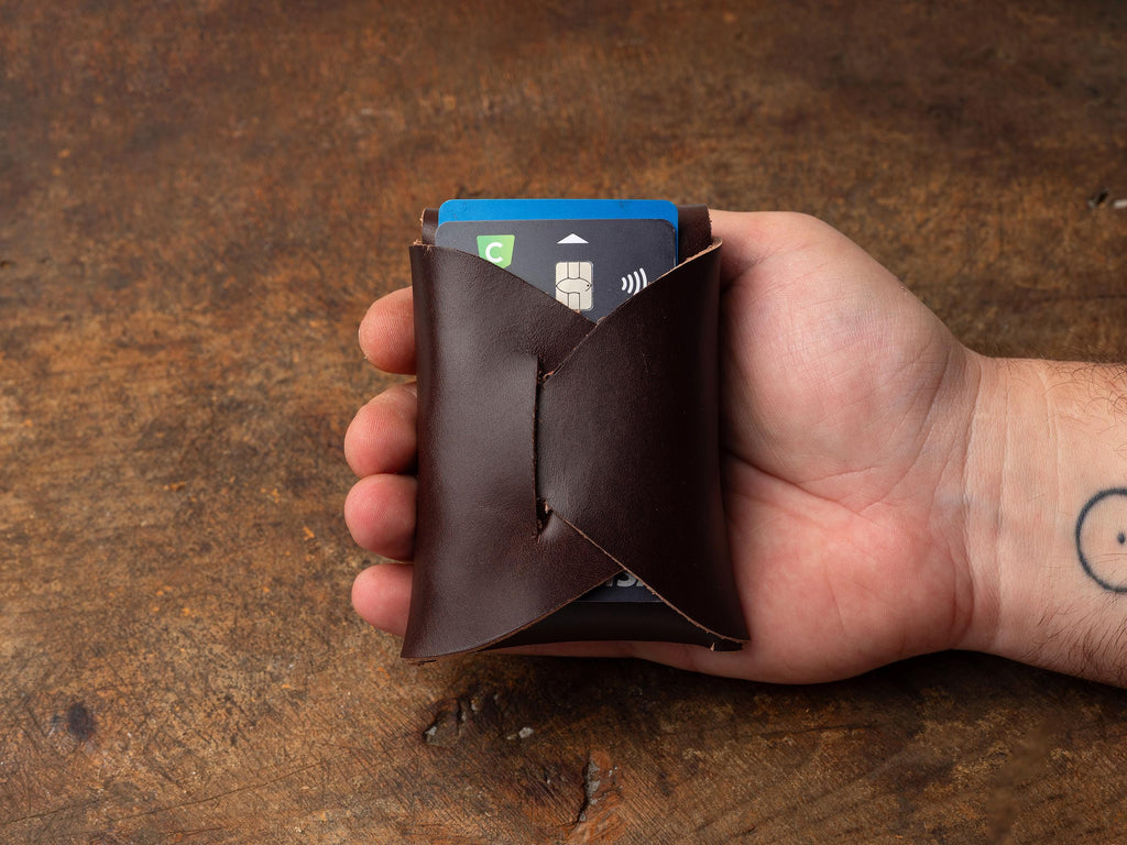Handmade Vegetable-Tanned Leather Card Wallet: Minimalist Brown Pocket