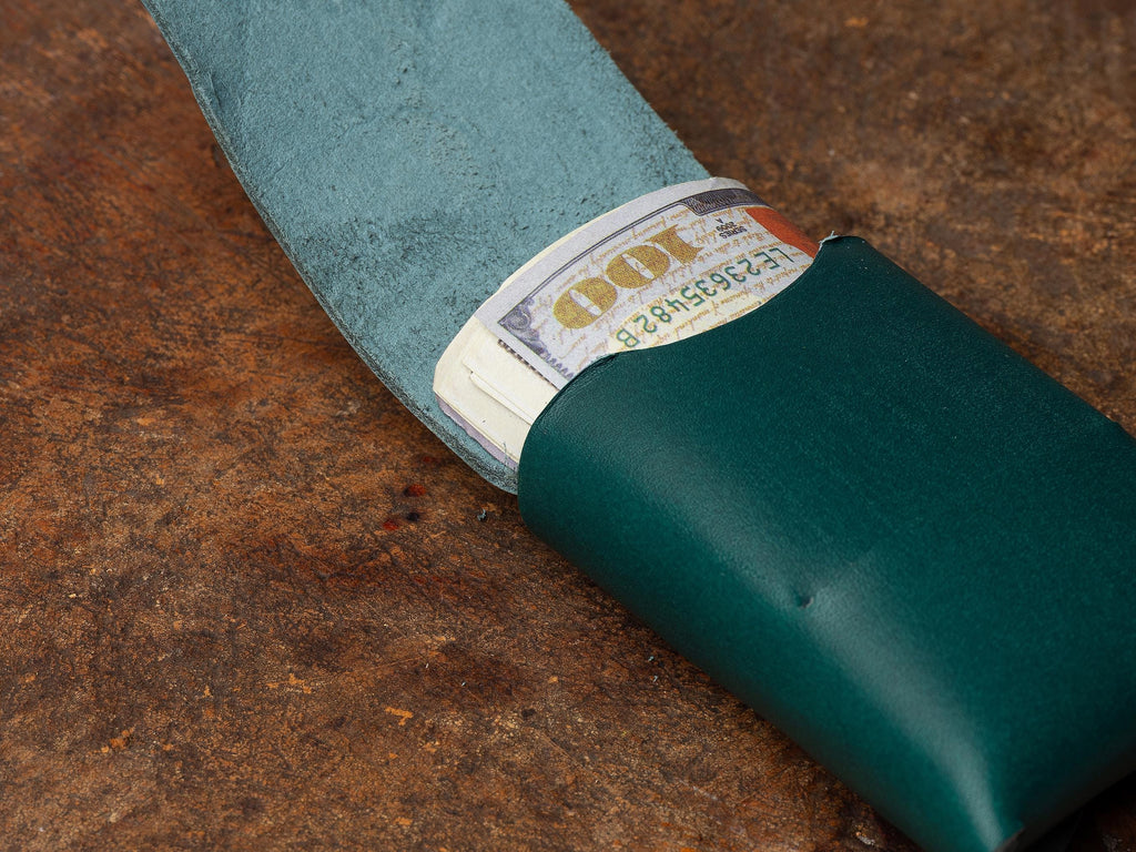 Emerald Green Leather Mini Wallet: Handmade Vegetable Tanned Card Holder