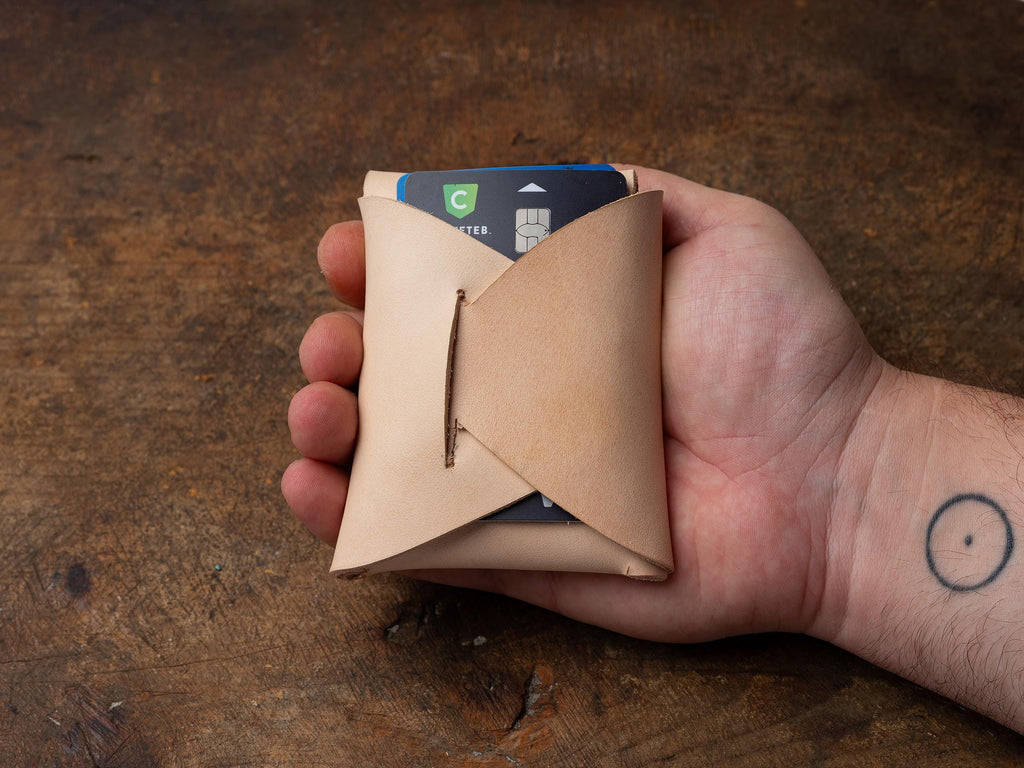 Handmade Ivory Leather Mini Wallet: Vegetable Tanned Card Holder