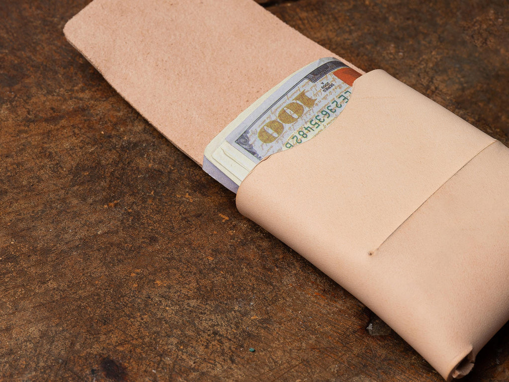 Handmade Ivory Leather Mini Wallet: Vegetable Tanned Card Holder