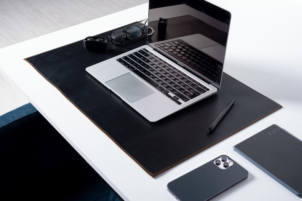 Handmade Distressed Leather Desk Mat: Laptop Desk Pad