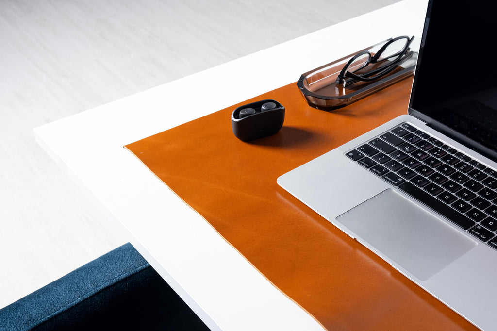 Leather Light Tobacco Desk Mat: Handmade 1.7 mm Desk Blotter For PC and Laptops