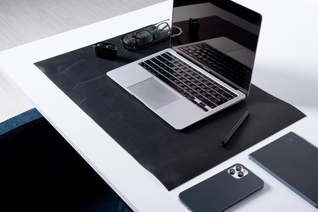 Handmade Distressed Leather Desk Mat: Laptop Desk Pad