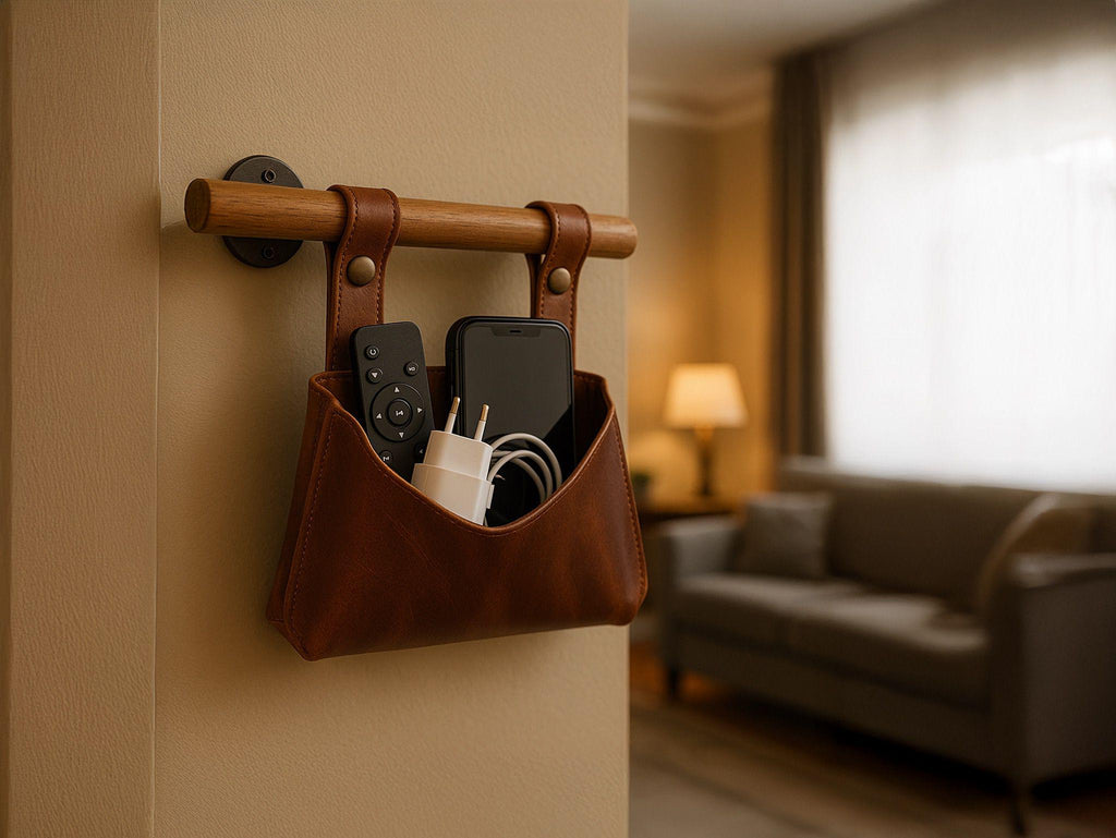 Leather Mini Accessories Rack: Living Room Minimalist Organizer for Phones, Keys & Accessories