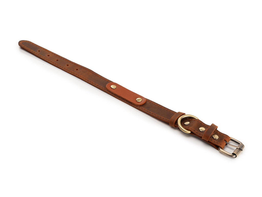 Handmade Leather Dog Collar: Personalized Engraved Pet ID