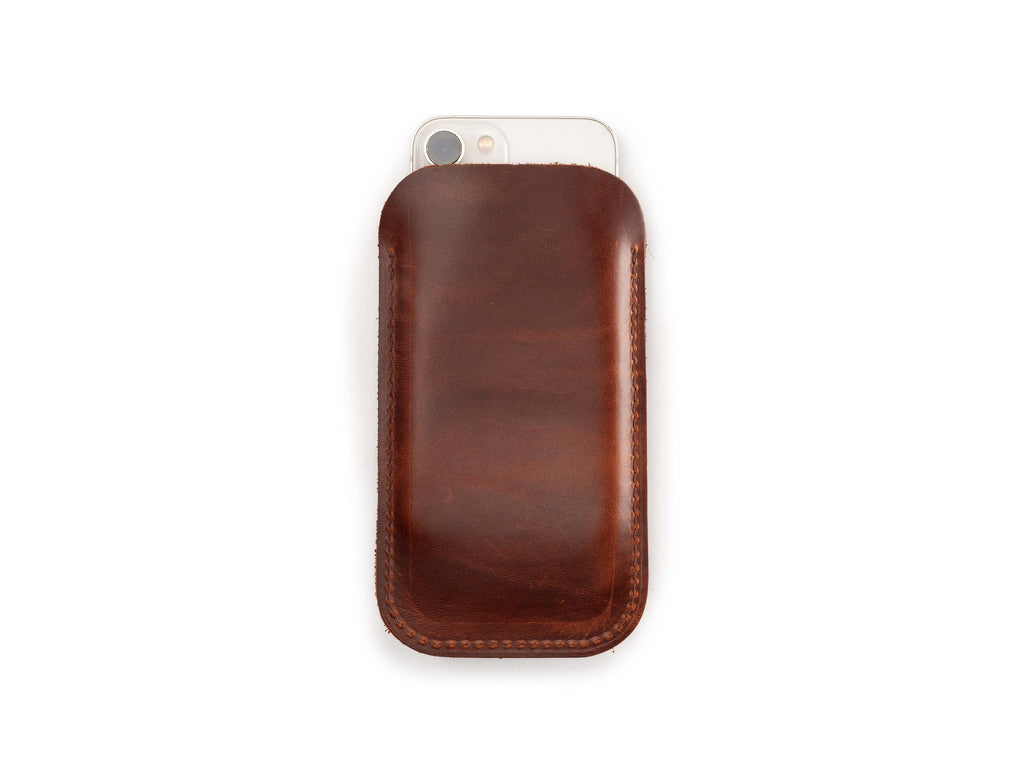 Handmade Leather iPhone Pro Max Sleeve: Customizable Dublin Brown Case