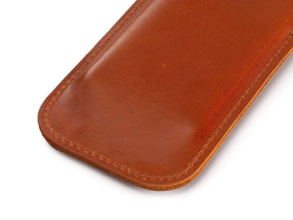 Handmade Light Tobacco Leather iPhone Pro Max Sleeve - Full Grain Cowhide