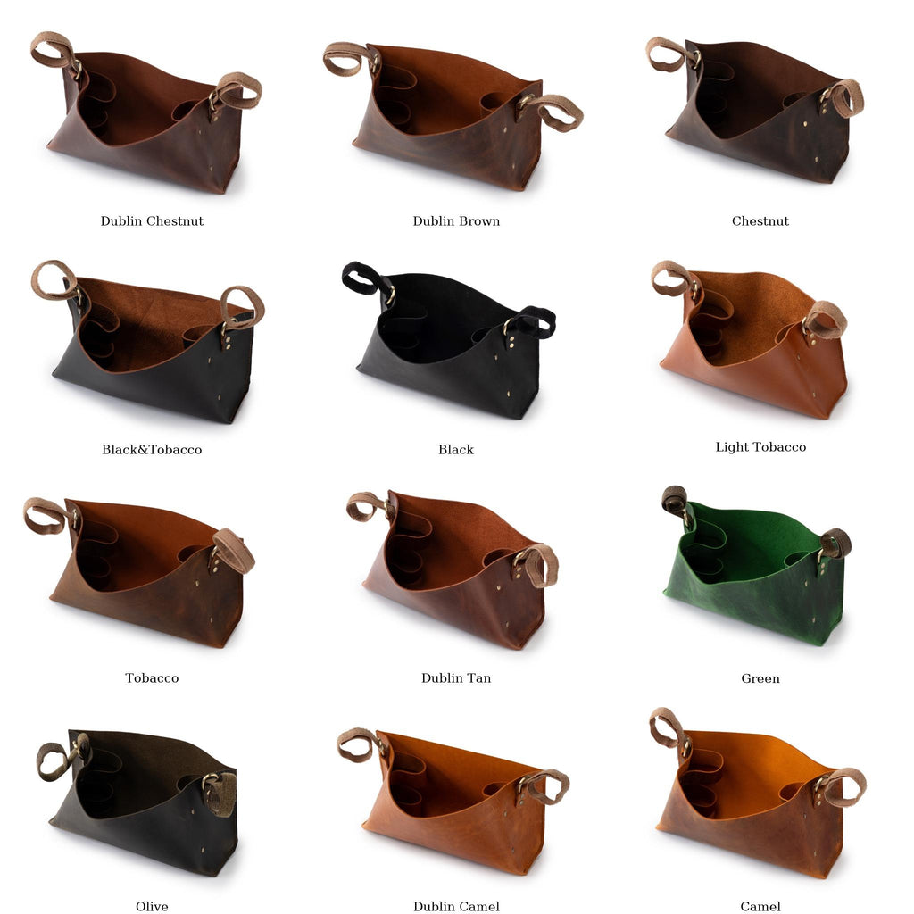 Handmade Leather Storage Basket: Boho Organizer Bin Home Decor