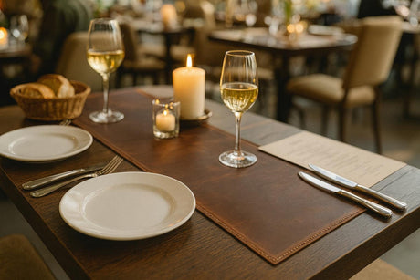Distressed Leather Table Runner, Handmade Personalized Dining Table Mat, Premium Leather Runner with Cotton Lining