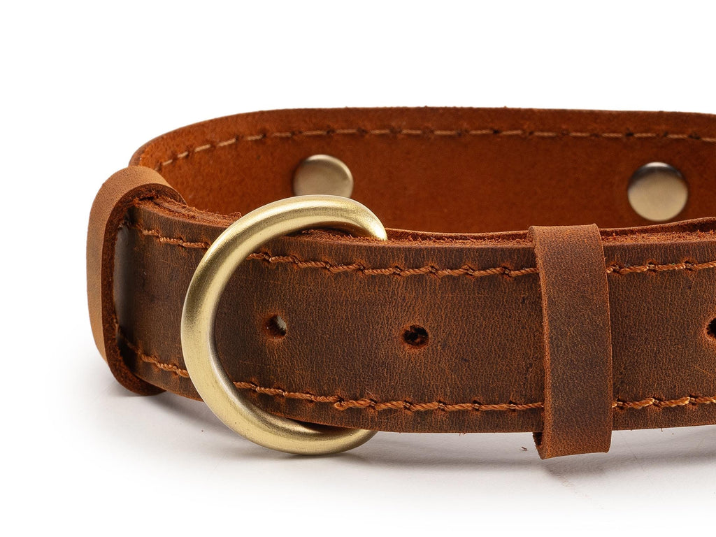 Handmade Leather Dog Collar: Personalized Engraved Pet ID