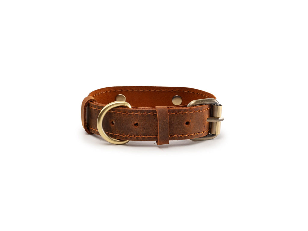 Handmade Leather Dog Collar: Personalized Engraved Pet ID