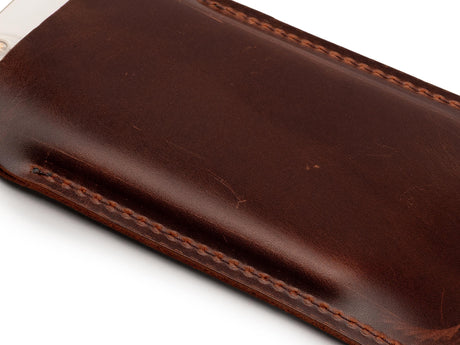 Premium Leather iPhone Pro Max Sleeve: Handmade 2.2 mm Luxury Case For iPhone Pro Max 14/15/16/17 - Customizable - Dublin Chestnut
