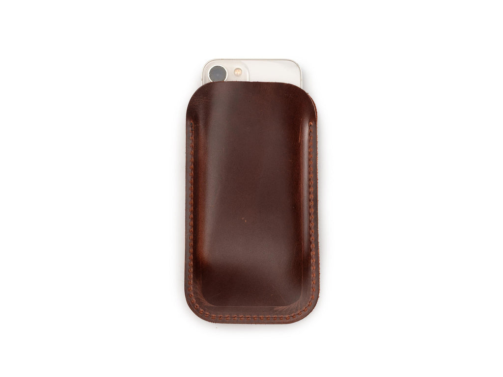 Premium Leather iPhone Pro Max Sleeve: Handmade 2.2 mm Luxury Case For iPhone Pro Max 14/15/16/17 - Customizable - Dublin Chestnut