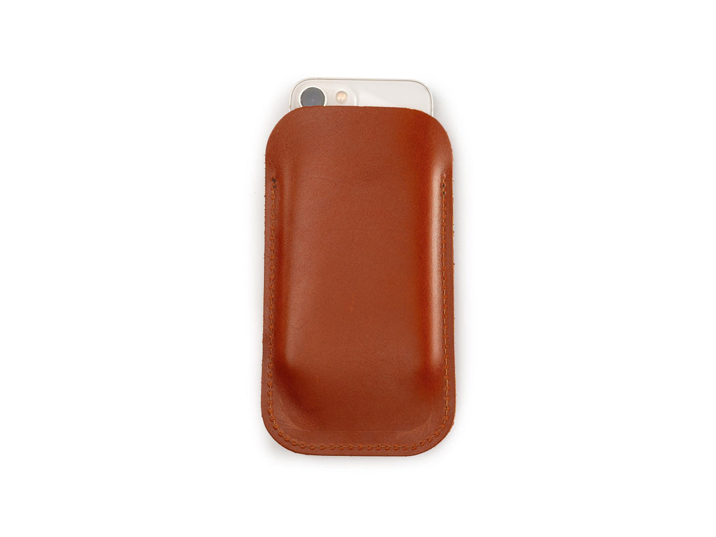 Handmade Light Tobacco Leather iPhone Pro Max Sleeve - Full Grain Cowhide