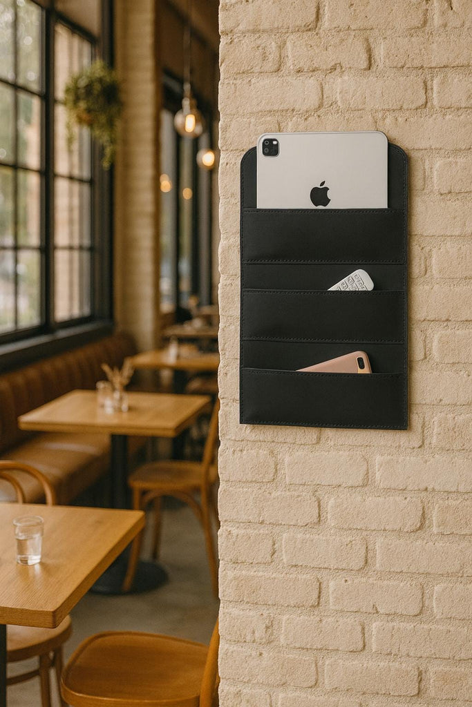 Distressed Leather Wall Organizer, Handmade Wall Rack For Cafe & Restaurants, Leather Rack For Home and Office Storage