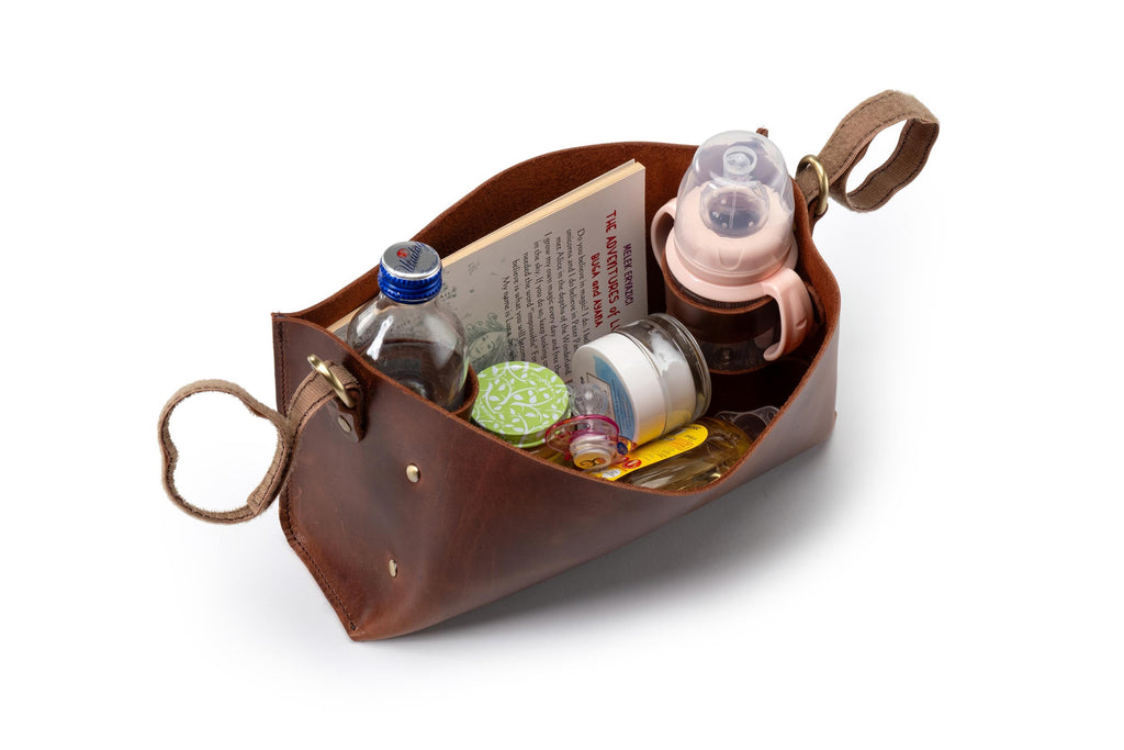 Handmade Leather Storage Basket: Boho Organizer Bin Home Decor