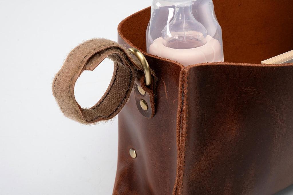 Handmade Leather Storage Basket: Boho Organizer Bin Home Decor