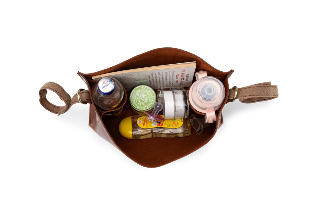 Handmade Leather Storage Basket: Boho Organizer Bin Home Decor