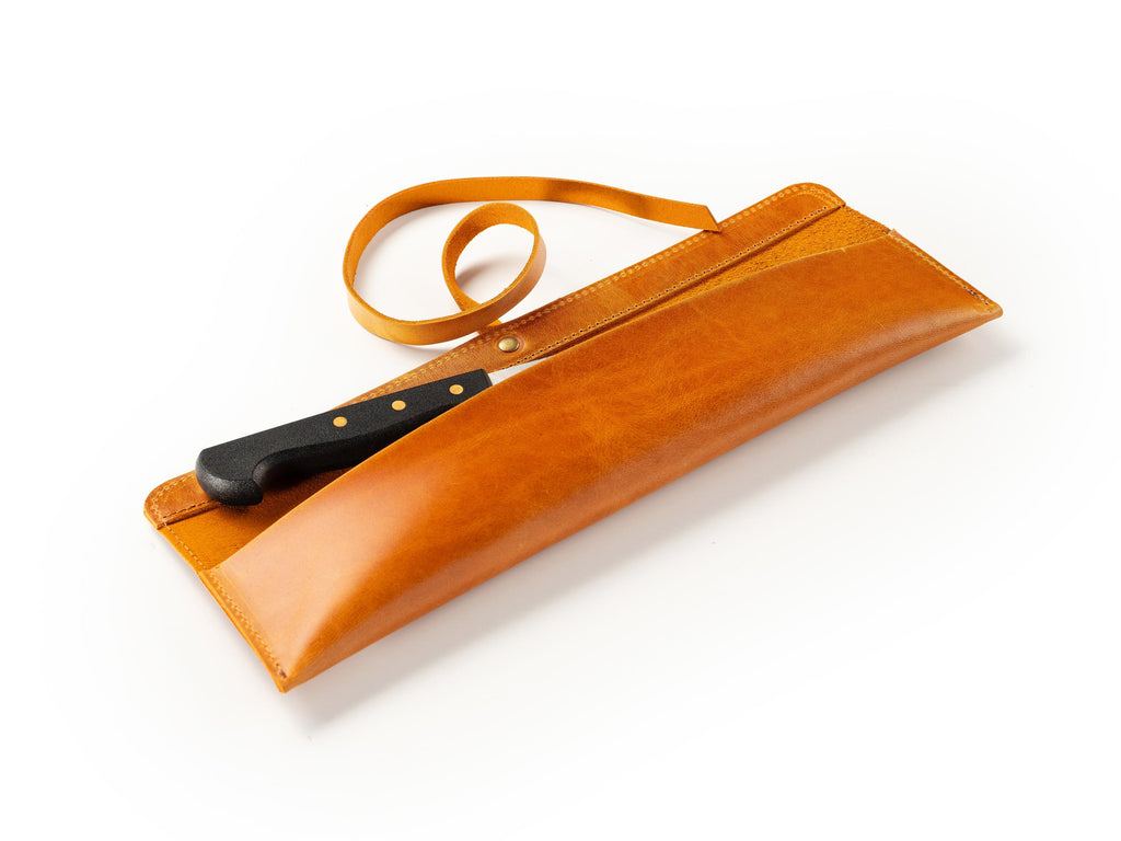 Handmade Distressed Leather Chef Knife Roll - Single Knife Cover