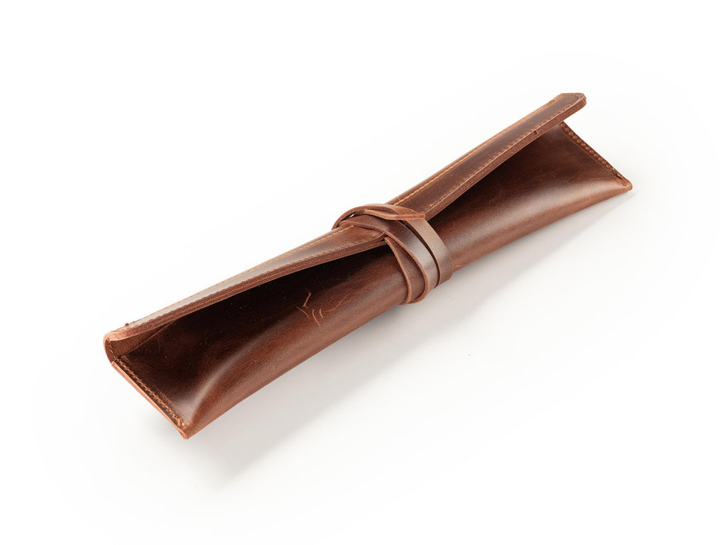 Distressed Leather Chef Knife Roll: Handmade Single knife Case