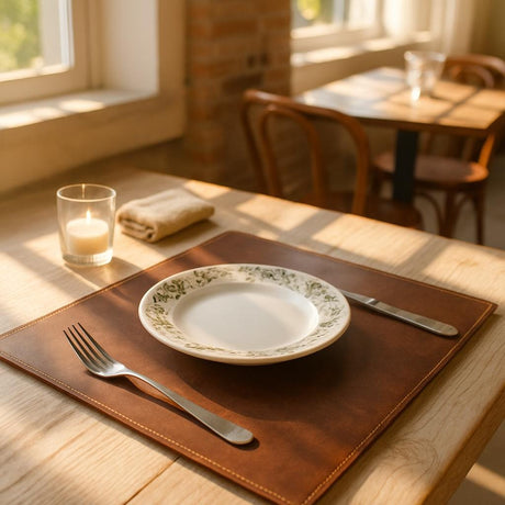 Distressed Leather Placemats, Cafe & Restaurant Table Mats, Handmade Personalized Placemats, Rustic Dining Table Mats, Set of 6