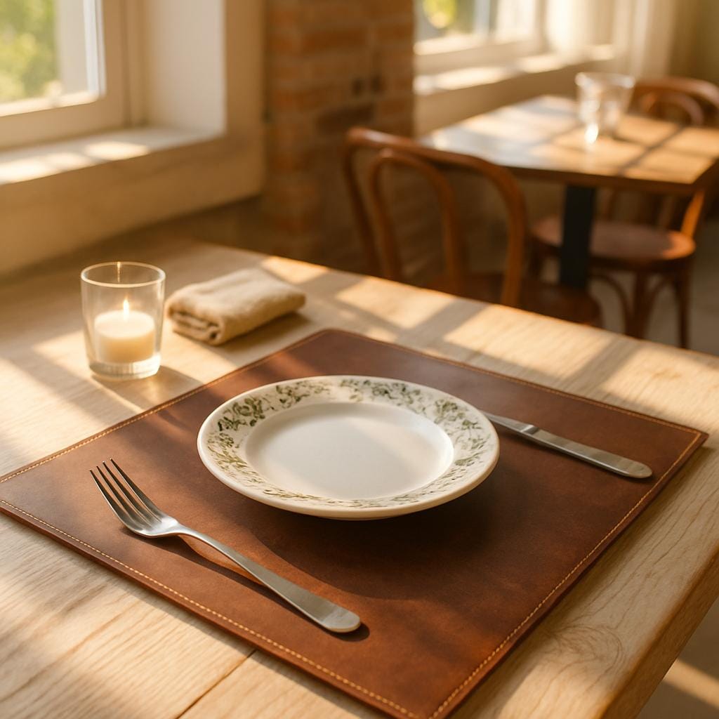 Distressed Leather Placemats, Cafe & Restaurant Table Mats, Handmade Personalized Placemats, Rustic Dining Table Mats, Set of 6