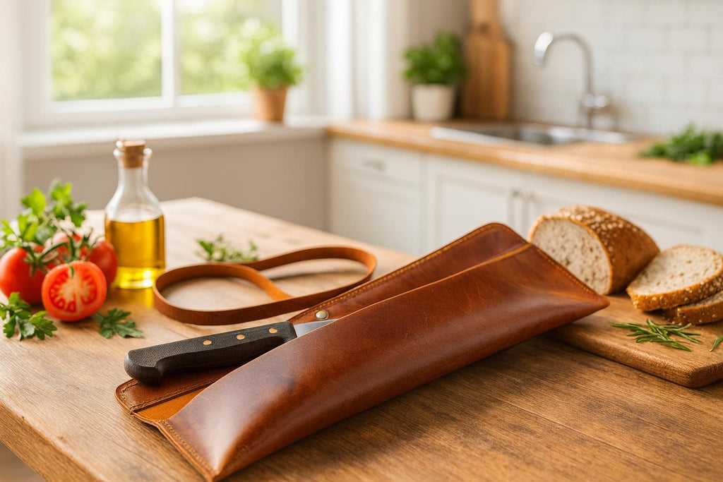 Distressed Leather Chef Knife Roll: Handmade Single knife Case