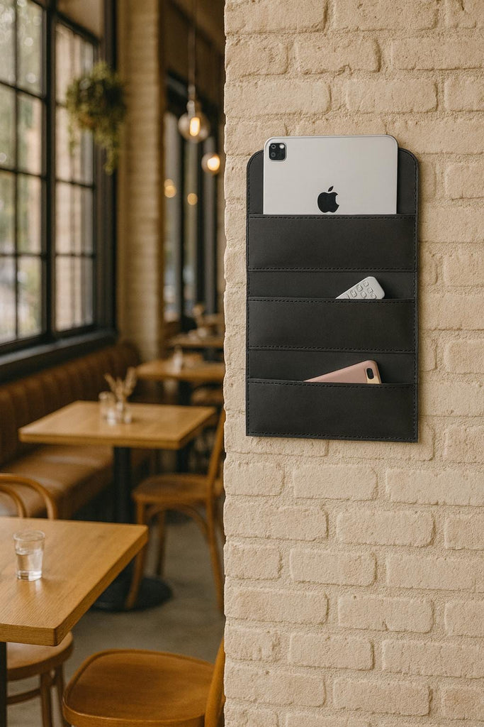 Distressed Leather Wall Organizer, Handmade Wall Rack For Cafe & Restaurants, Leather Rack For Home and Office Storage