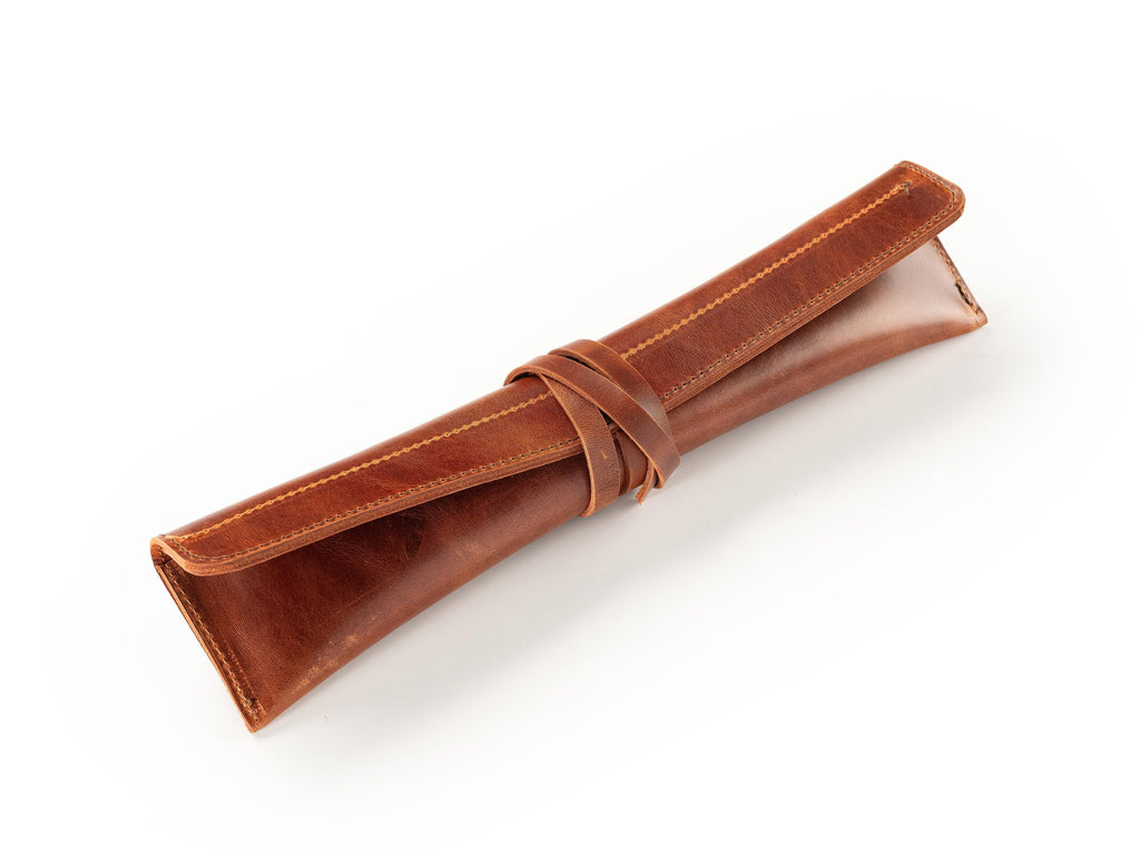 Handmade Distressed Leather Chef Knife Roll - Single Knife Cover