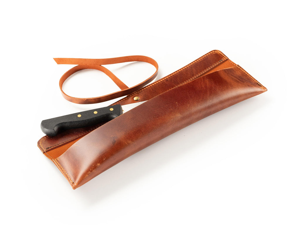 Distressed Leather Chef Knife Roll: Handmade Single knife Case