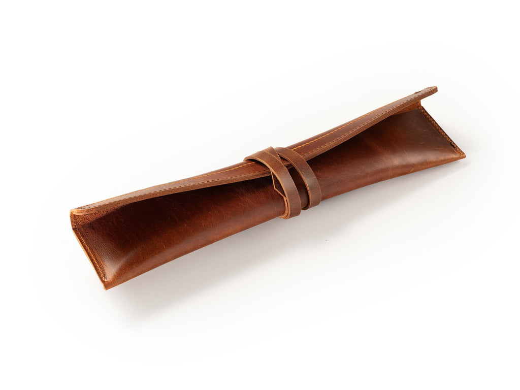 Distressed Leather Chef Knife Roll: Handmade Single knife Case