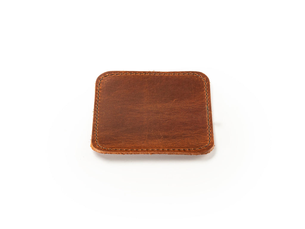Handmade Leather Coasters - Stitched Full Grain Cowhide (Set of 6)