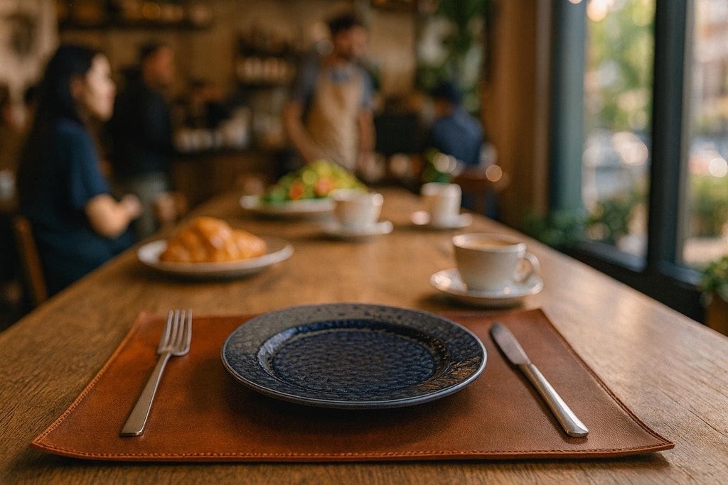 Handmade Full Grain Leather Placemats: Set of 6, Cafe & Restaurant Table Mats