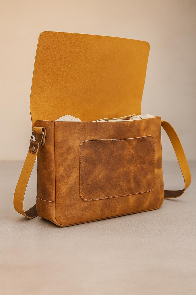 Distressed Leather Messenger Bag: Handmade Personalized Laptop Briefcase