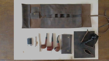 Black Leather Pipe Pouch: Handmade Pipe Bag for 2-Pipes