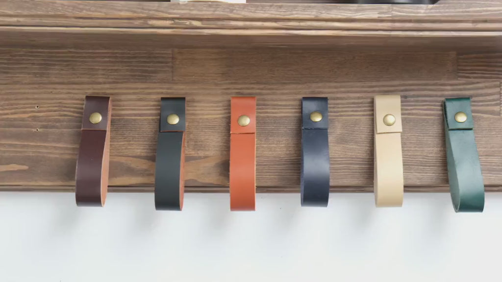 Premium Leather Wall Strap, Handmade Strap Hanger, Vegetable Tanned Leather Wall Hook, Personalized Curtain Rod Holder