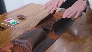 Leather Pipe Pouch Full Set: Handmade 3-Pipe Rollup Bag Complete Set For The Pipe Smoker