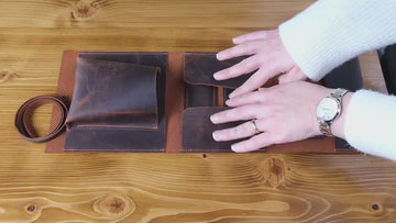 Leather Pipe Pouch Full Set: Handmade 1-Pipe Rollup Bag Complete Set For The Pipe Smoker