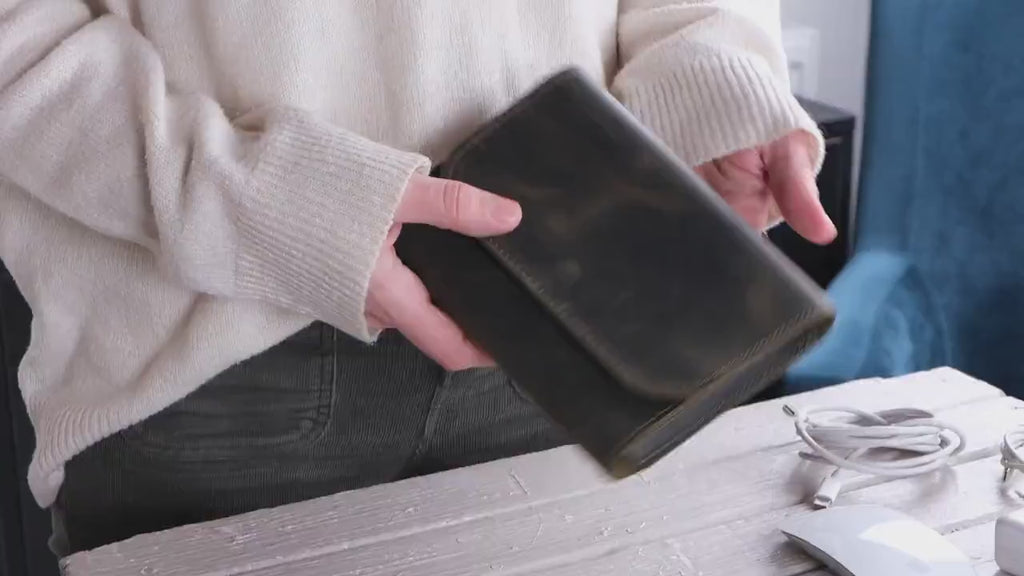 Leather Laptop Charger Organizer: Handmade MacBook Laptop Cable & Mouse Storage Case