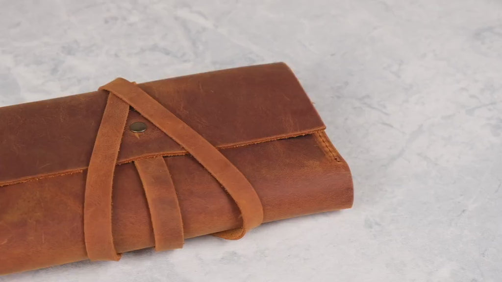 Leather Pencil case, Handmade Pen Pouch, Zippered Pen&Pencil Rollup Pouch, Artist's Tool Bag, Pencil Organizer, Custom Pencil Case